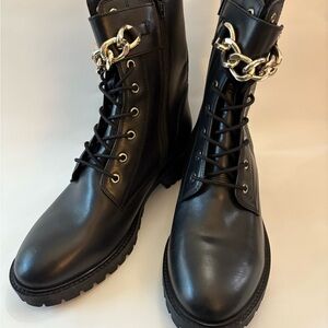 Geox Hoara Black Women's Combat Boots with Chain Detail EU 40/US 9